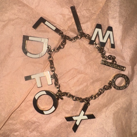 Wildfox Letter Charm Bracelet Gold & White Enamel - Picture 4 of 5